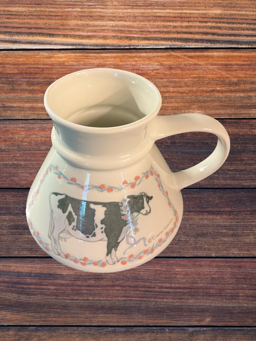 Cute Vintage 80s Farmhouse Country Cow No Spill Wide Bottom Travel Mug